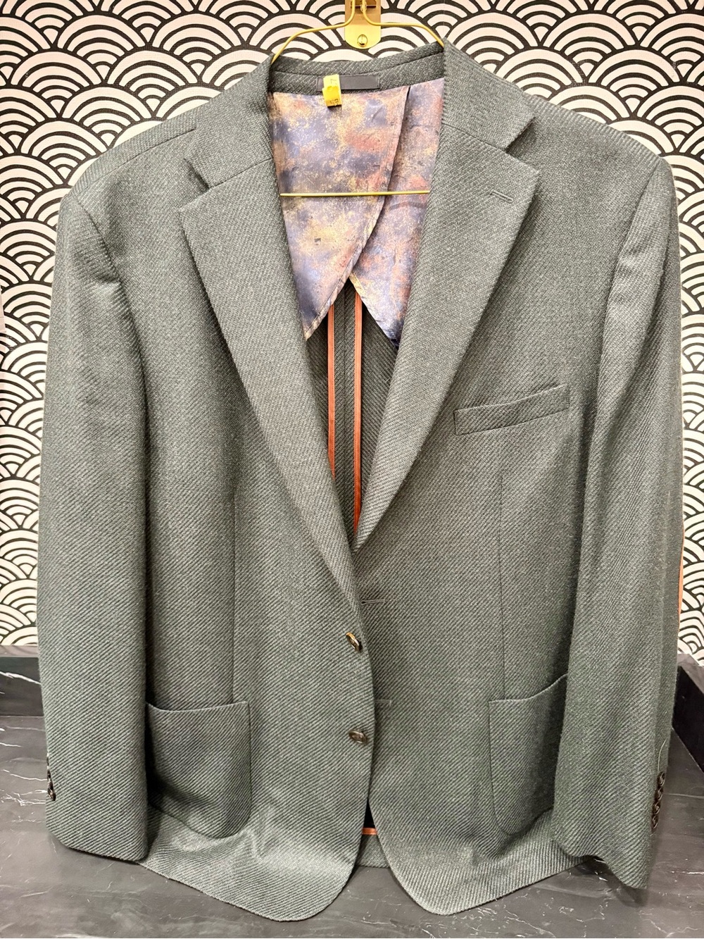 TALLIA Men's Olive/Gray Herringbone Sport Coat